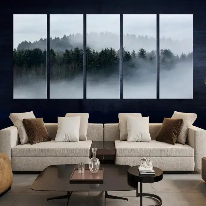 Misty Forest Clouds Foggy Photography Canvas Wall Art