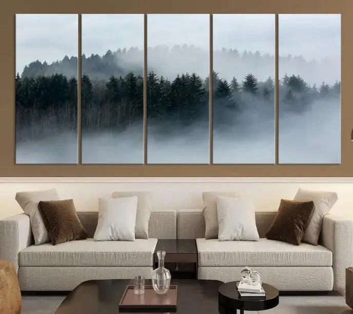 Misty Forest Clouds Foggy Photography Canvas Wall Art