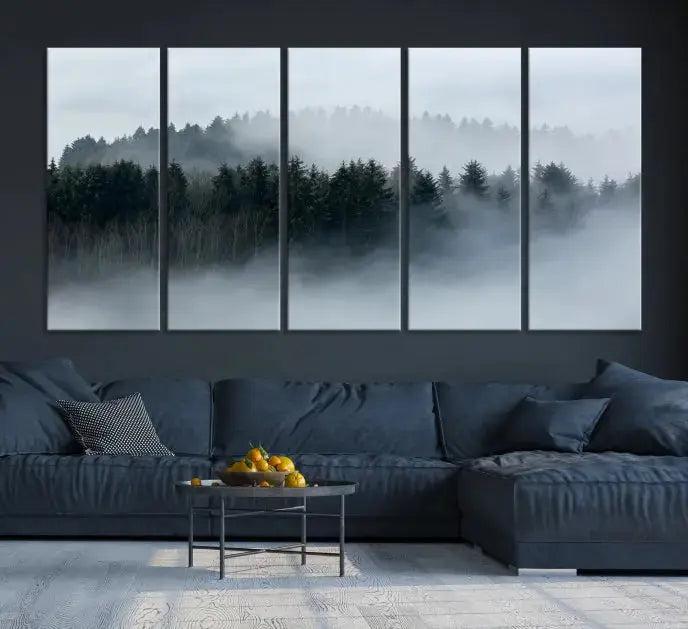 Misty Forest Clouds Foggy Photography Canvas Wall Art