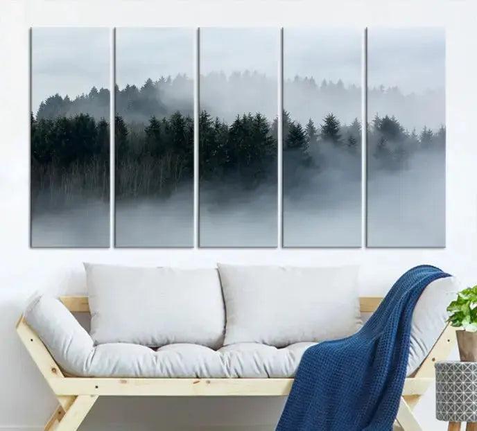 Misty Forest Clouds Foggy Photography Canvas Wall Art