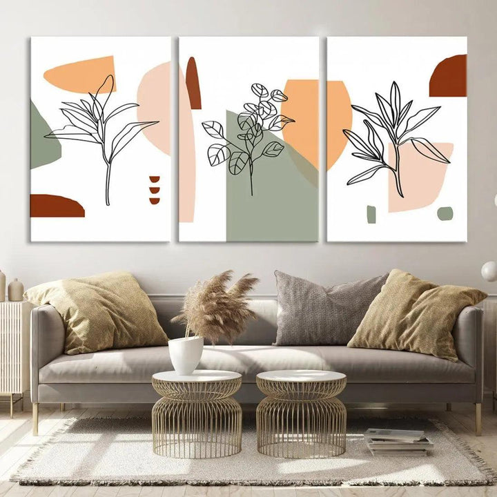 Modern Minimal Boho Wall Art Large Canvas Print Soft Apartment Decor