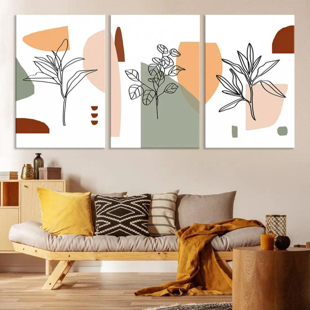 Modern Minimal Boho Wall Art Large Canvas Print Soft Apartment Decor