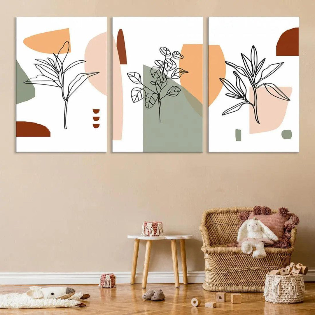 Modern Minimal Boho Wall Art Large Canvas Print Soft Apartment Decor