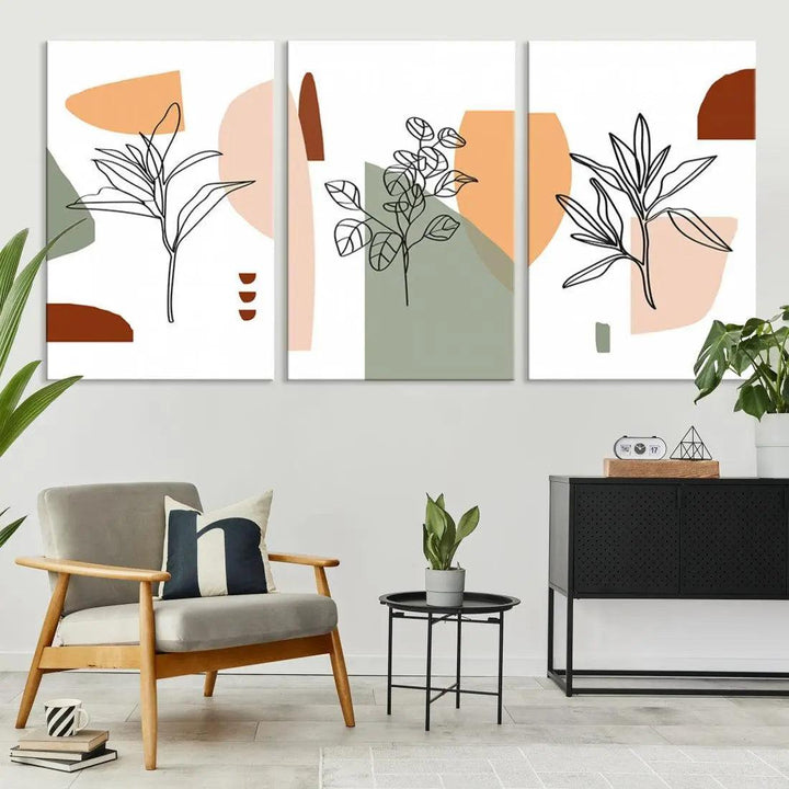 Modern Minimal Boho Wall Art Large Canvas Print Soft Apartment Decor