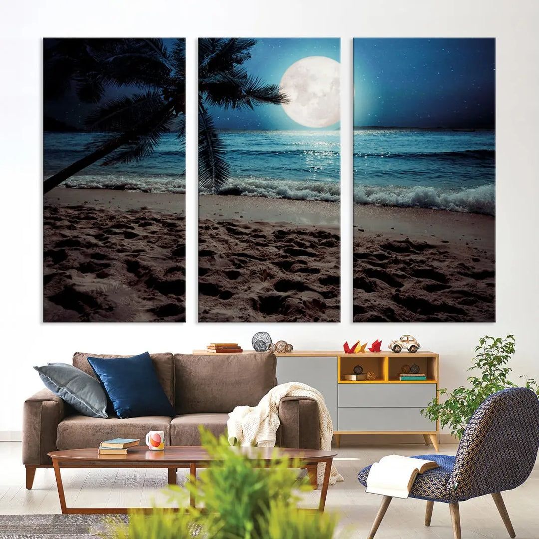 Moonglade Coastal Palm Tree Wall Art Canvas Print