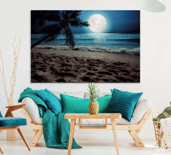 Moonglade Coastal Palm Tree Wall Art Canvas Print