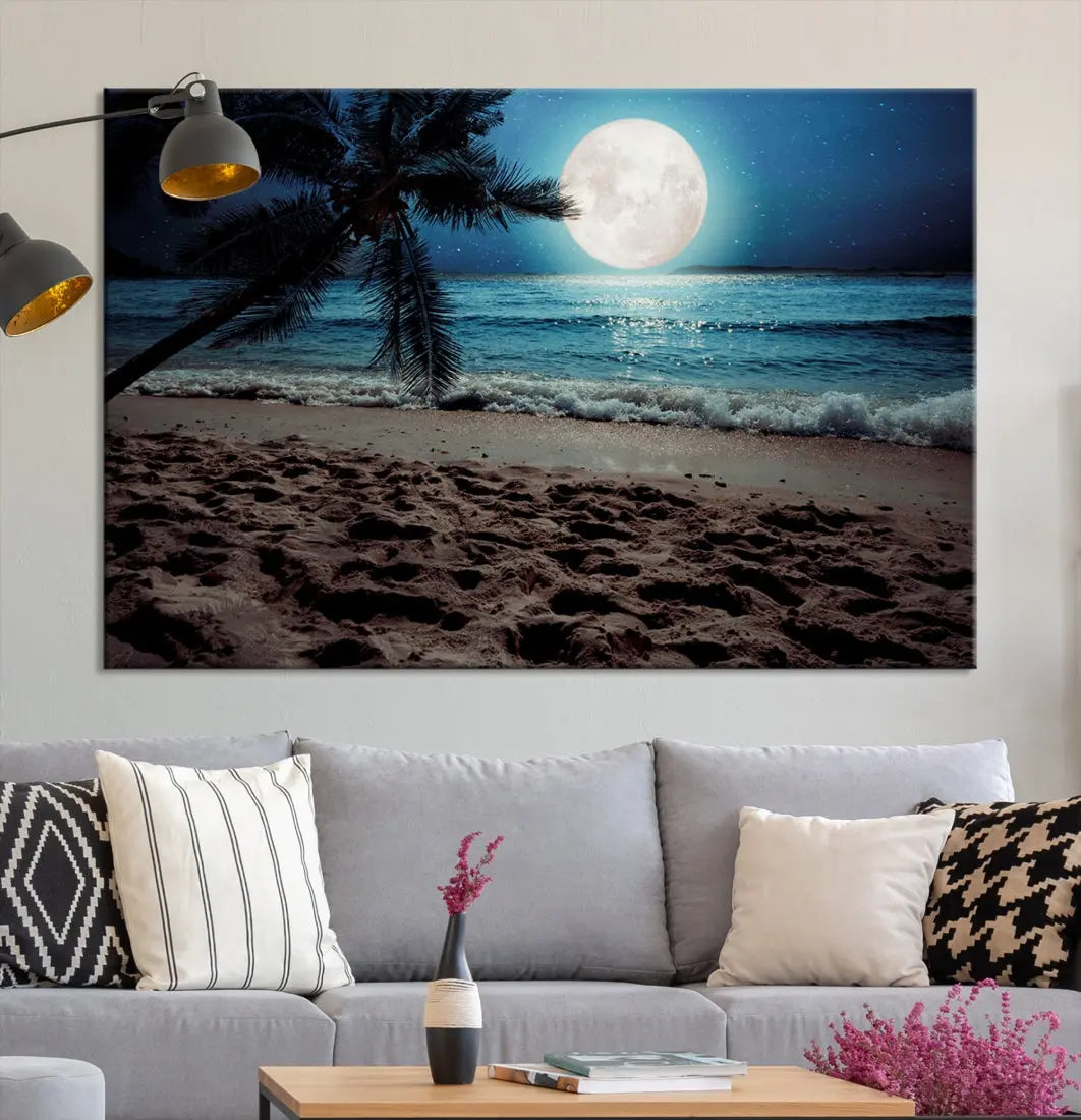 Moonglade Coastal Palm Tree Wall Art Canvas Print