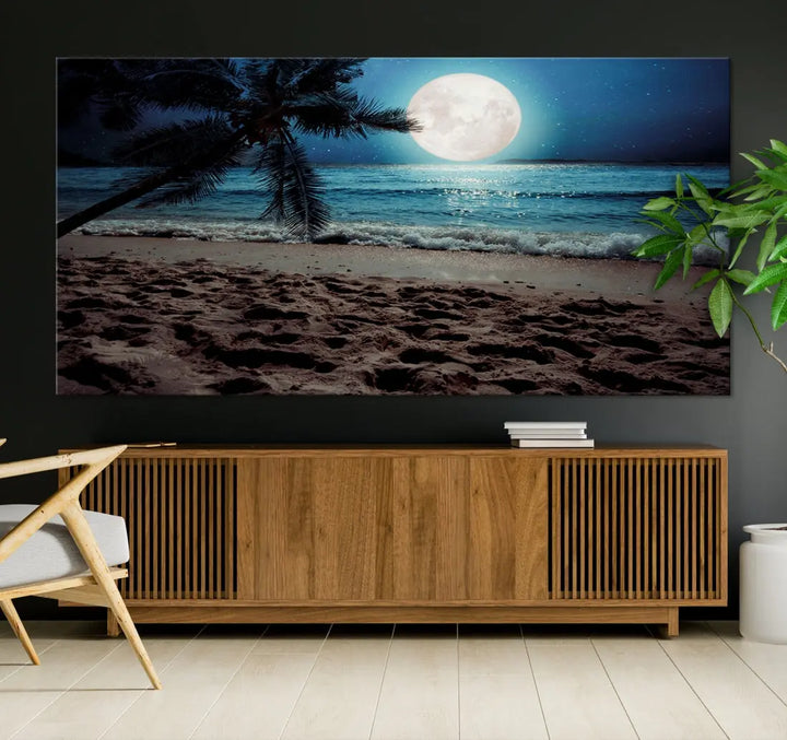 Moonglade Coastal Palm Tree Wall Art Canvas Print