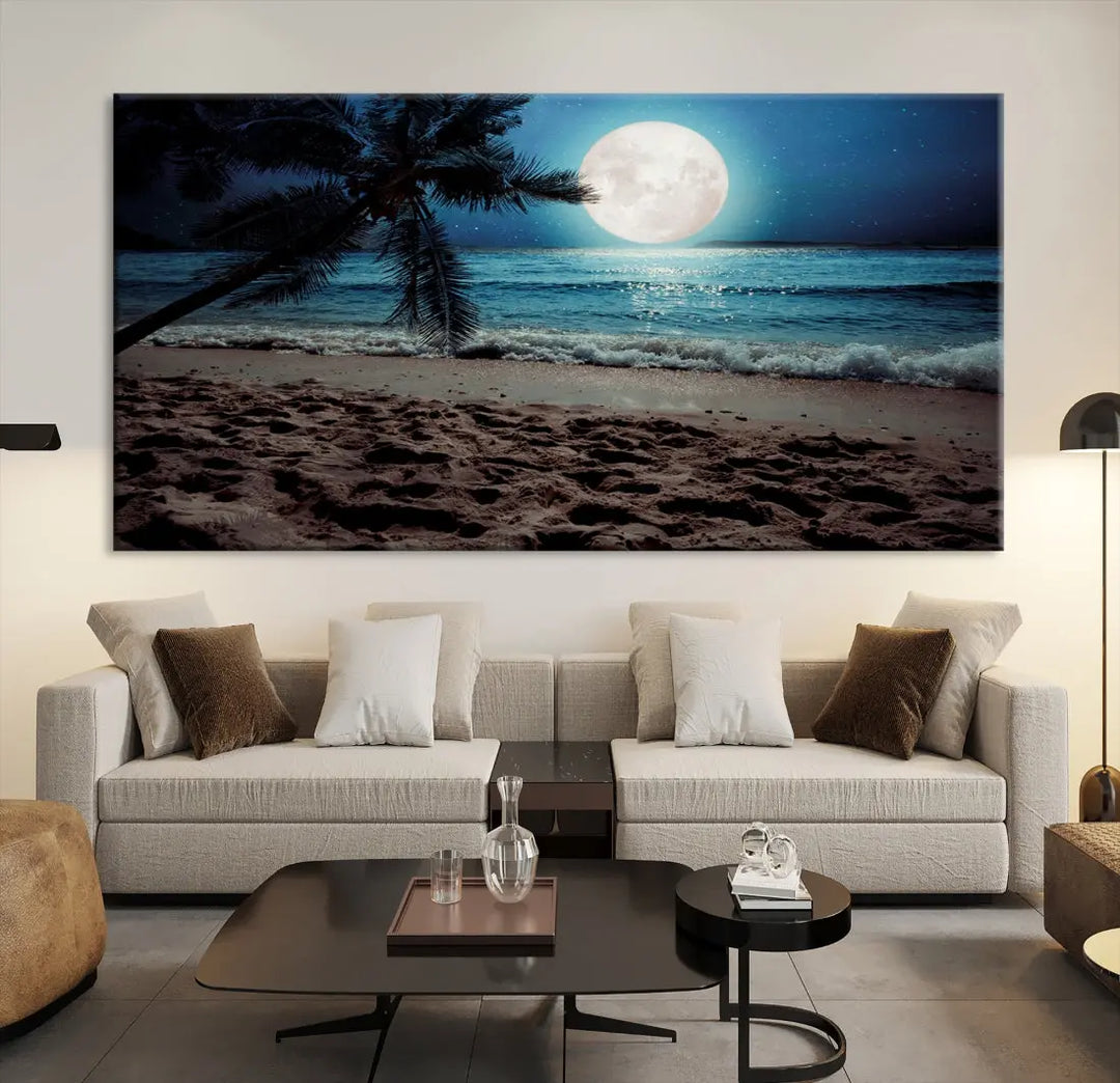 Moonglade Coastal Palm Tree Wall Art Canvas Print