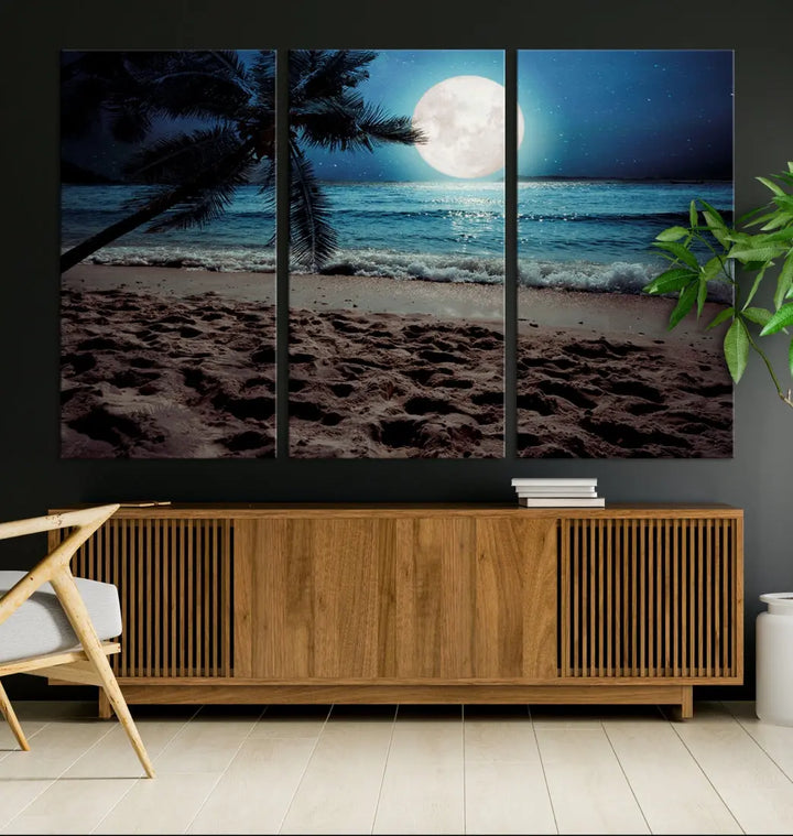 Moonglade Coastal Palm Tree Wall Art Canvas Print