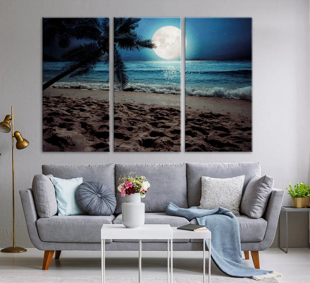 Moonglade Coastal Palm Tree Wall Art Canvas Print