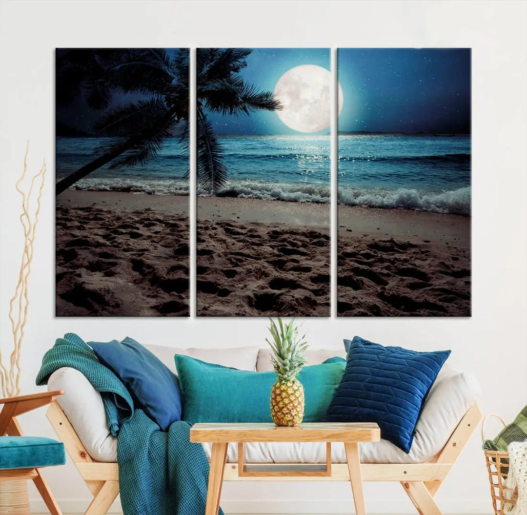 Moonglade Coastal Palm Tree Wall Art Canvas Print