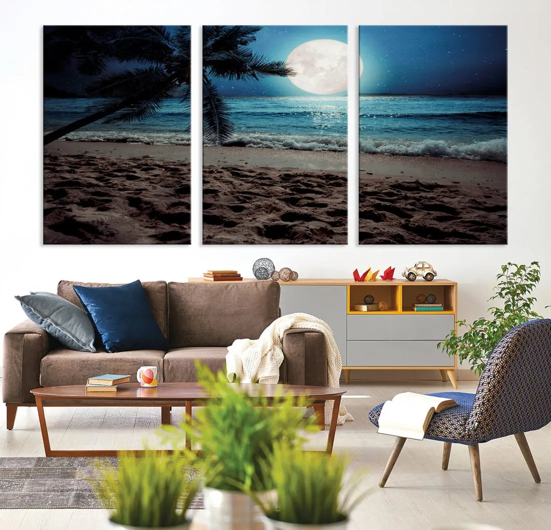 Moonglade Coastal Palm Tree Wall Art Canvas Print