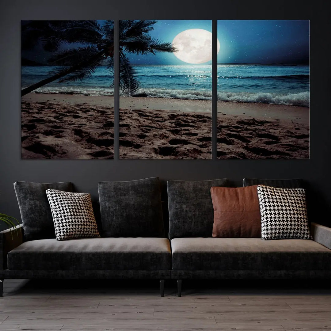 Moonglade Coastal Palm Tree Wall Art Canvas Print