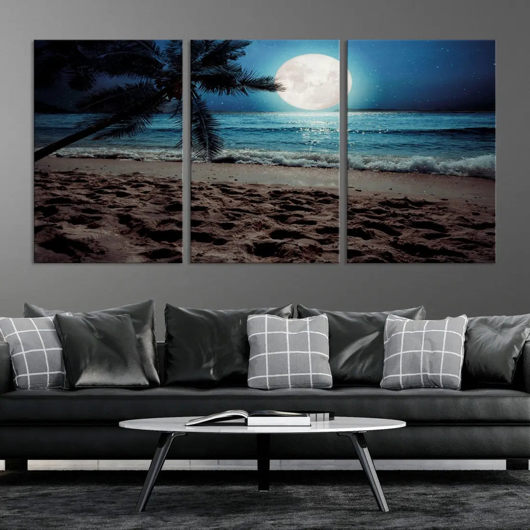 Moonglade Coastal Palm Tree Wall Art Canvas Print