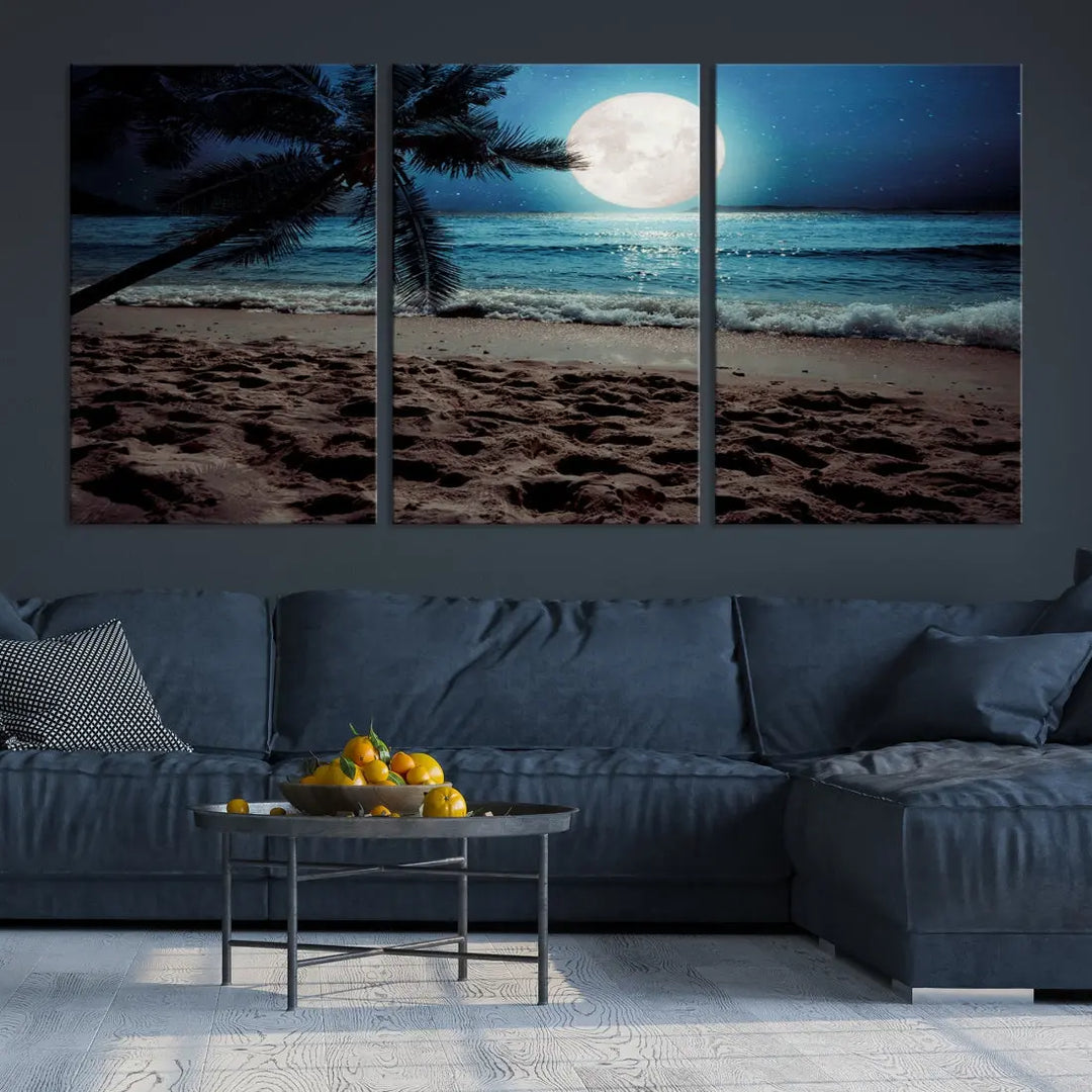 Moonglade Coastal Palm Tree Wall Art Canvas Print