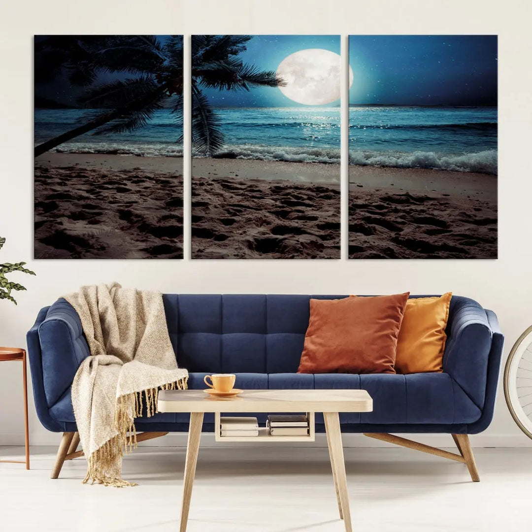 Moonglade Coastal Palm Tree Wall Art Canvas Print