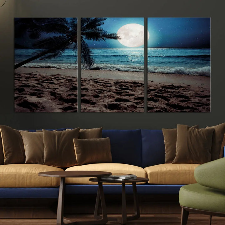 Moonglade Coastal Palm Tree Wall Art Canvas Print