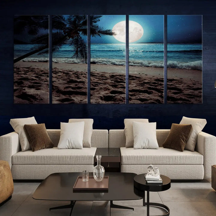 Moonglade Coastal Palm Tree Wall Art Canvas Print