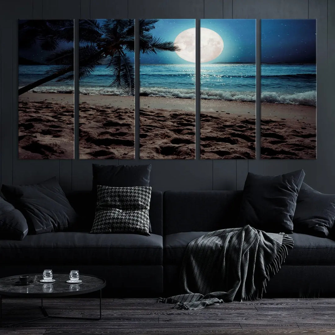 Moonglade Coastal Palm Tree Wall Art Canvas Print