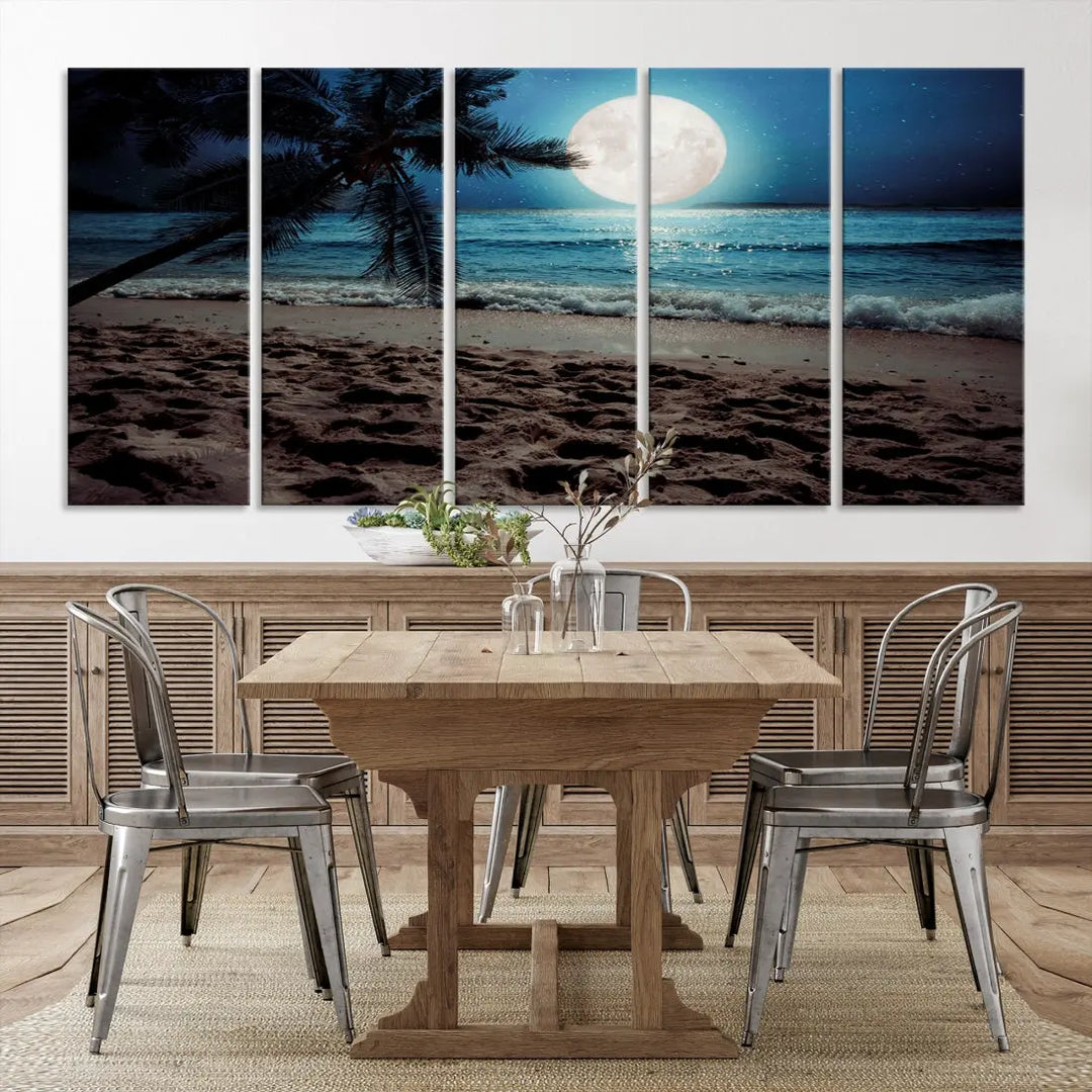 Moonglade Coastal Palm Tree Wall Art Canvas Print