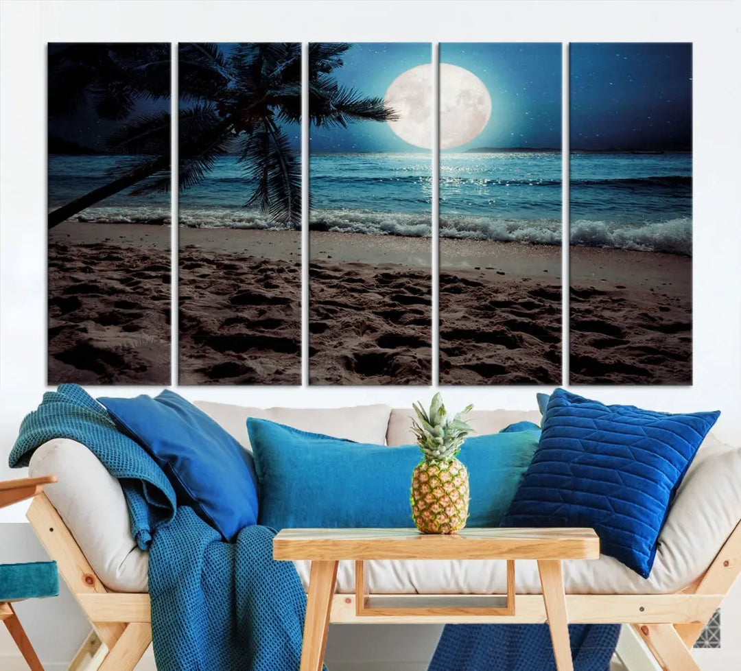 Moonglade Coastal Palm Tree Wall Art Canvas Print