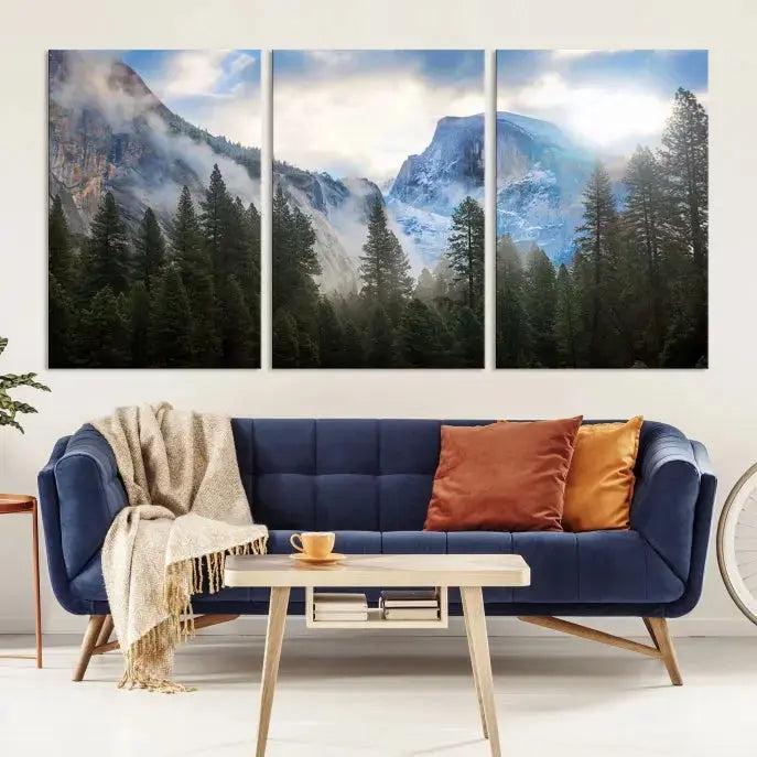 Mountain Landscape Forest Nature Large Canvas Wall Art Giclee Print