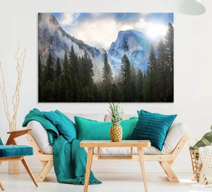 Mountain Landscape Forest Nature Large Canvas Wall Art Giclee Print