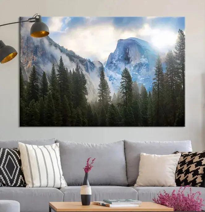 Mountain Landscape Forest Nature Large Canvas Wall Art Giclee Print