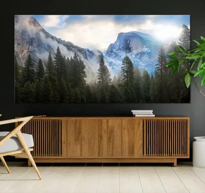 Mountain Landscape Forest Nature Large Canvas Wall Art Giclee Print