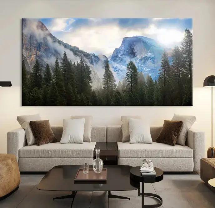 Mountain Landscape Forest Nature Large Canvas Wall Art Giclee Print