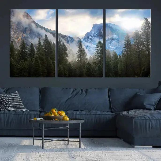 Mountain Landscape Forest Nature Large Canvas Wall Art Giclee Print