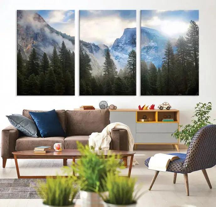 Mountain Landscape Forest Nature Large Canvas Wall Art Giclee Print