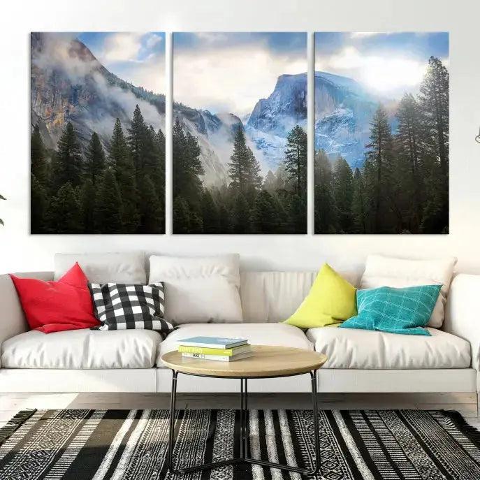 Mountain Landscape Forest Nature Large Canvas Wall Art Giclee Print