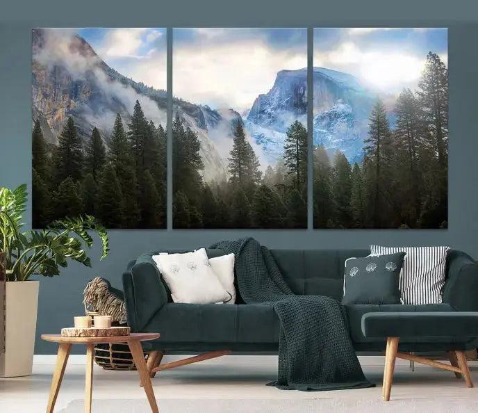 Mountain Landscape Forest Nature Large Canvas Wall Art Giclee Print