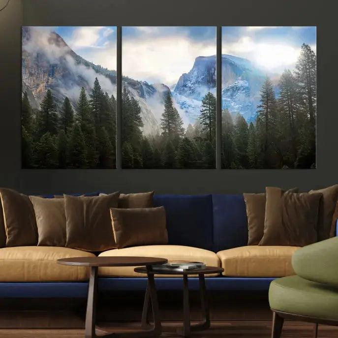 Mountain Landscape Forest Nature Large Canvas Wall Art Giclee Print