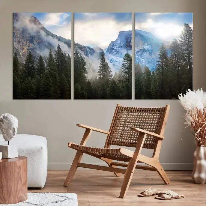 Mountain Landscape Forest Nature Large Canvas Wall Art Giclee Print