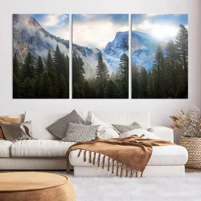 Mountain Landscape Forest Nature Large Canvas Wall Art Giclee Print