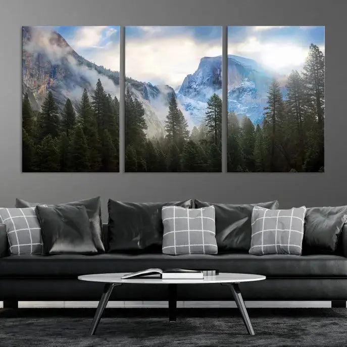 Mountain Landscape Forest Nature Large Canvas Wall Art Giclee Print