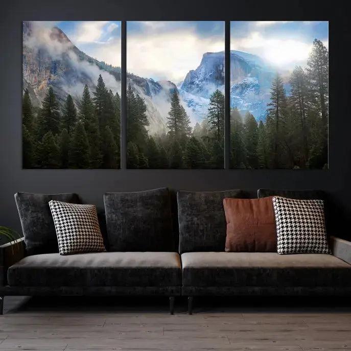 Mountain Landscape Forest Nature Large Canvas Wall Art Giclee Print