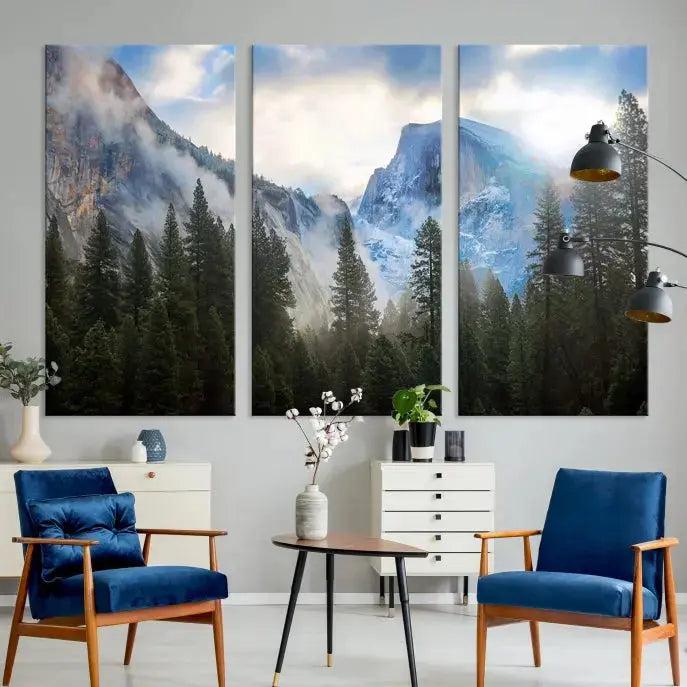 Mountain Landscape Forest Nature Large Canvas Wall Art Giclee Print