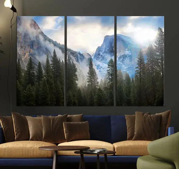 Mountain Landscape Forest Nature Large Canvas Wall Art Giclee Print