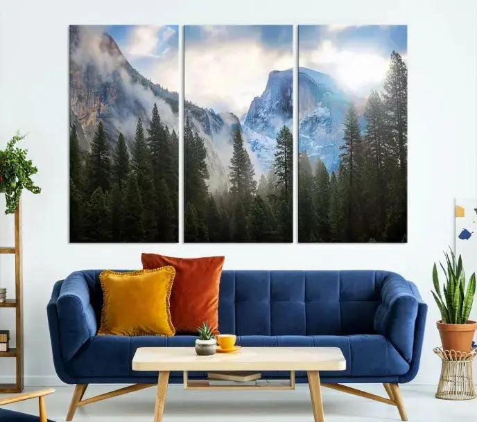 Mountain Landscape Forest Nature Large Canvas Wall Art Giclee Print