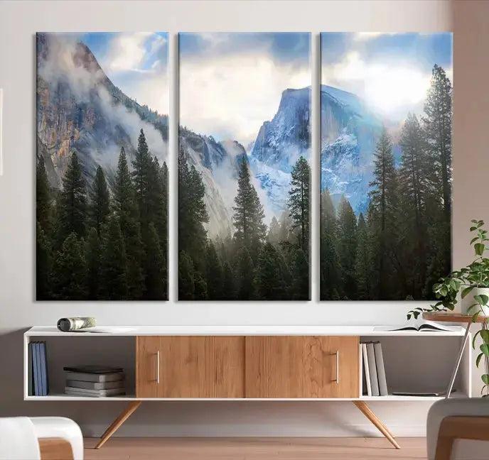 Mountain Landscape Forest Nature Large Canvas Wall Art Giclee Print