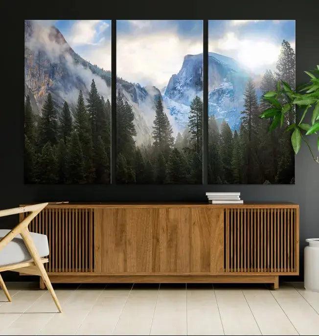 Mountain Landscape Forest Nature Large Canvas Wall Art Giclee Print