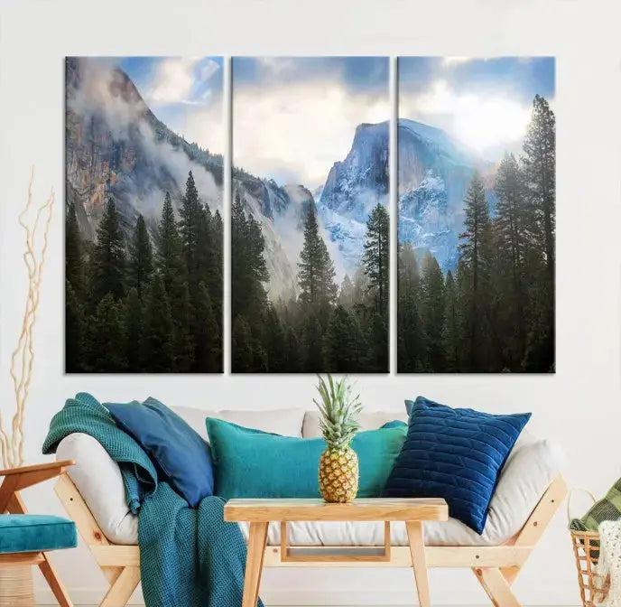 Mountain Landscape Forest Nature Large Canvas Wall Art Giclee Print