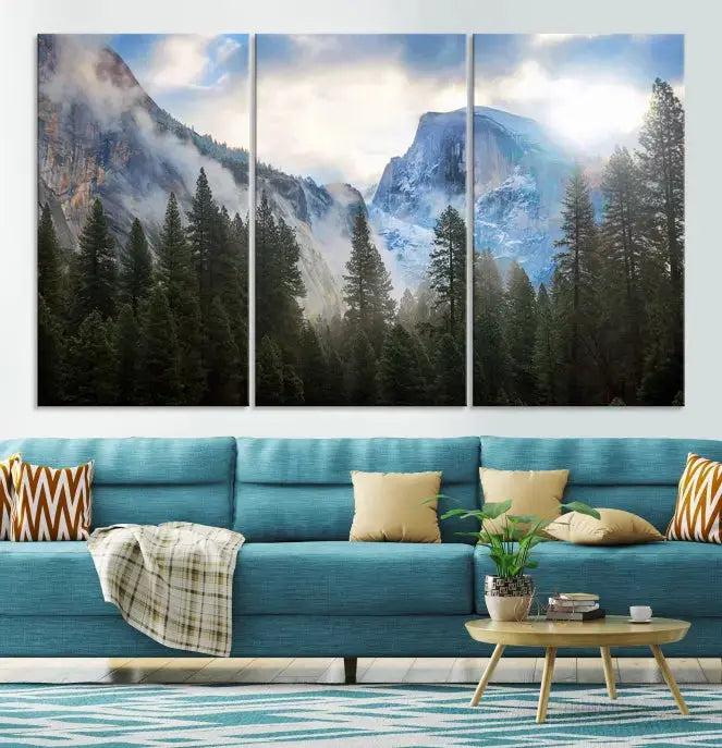 Mountain Landscape Forest Nature Large Canvas Wall Art Giclee Print