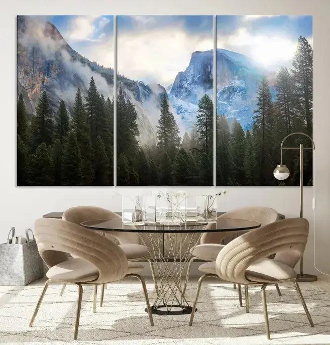 Mountain Landscape Forest Nature Large Canvas Wall Art Giclee Print