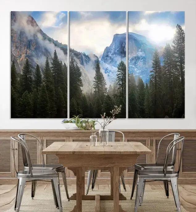 Mountain Landscape Forest Nature Large Canvas Wall Art Giclee Print