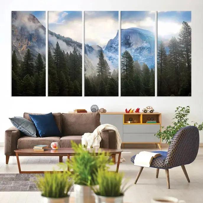 Mountain Landscape Forest Nature Large Canvas Wall Art Giclee Print